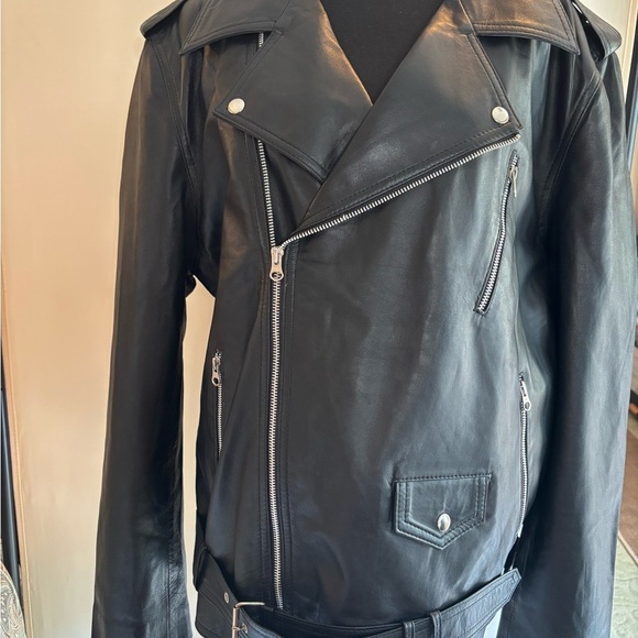 Black Leather Jacket with Silver Zippers - Picture 11 of 16